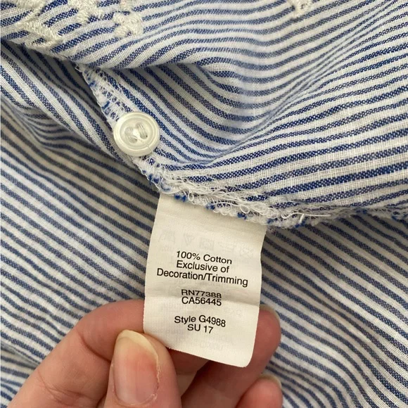 Madewell Button Down Flowy Short Sleeve Flower and Stripe Top - Picture 5 of 5